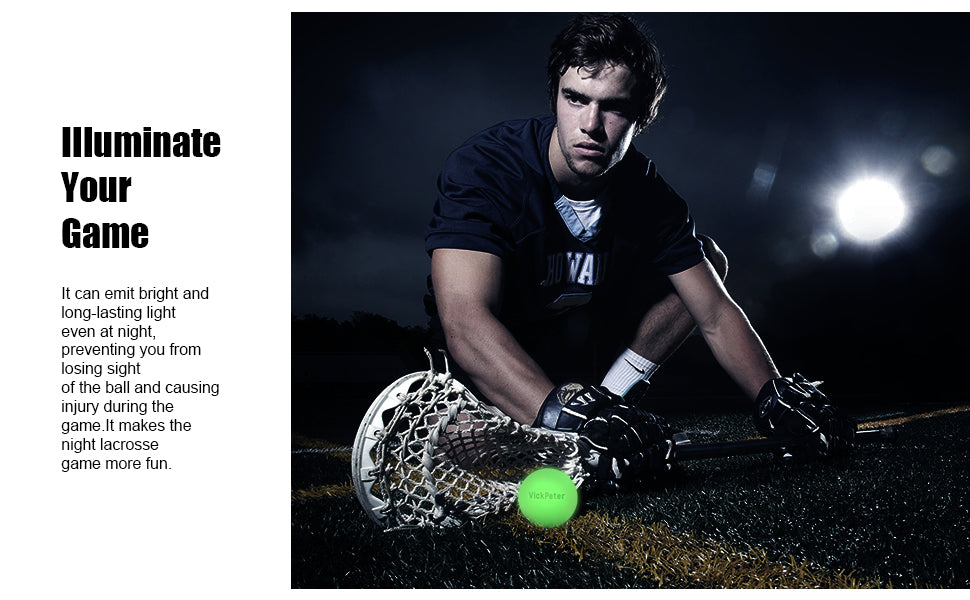 VICKPETER Lacrosse Ball Glow in The Dark Lacrosse Ball 2 Pack Light Up Lacrosse Balls Perfect Lacrosse Gifts for Boys,Girls Led Lacrosse Ball